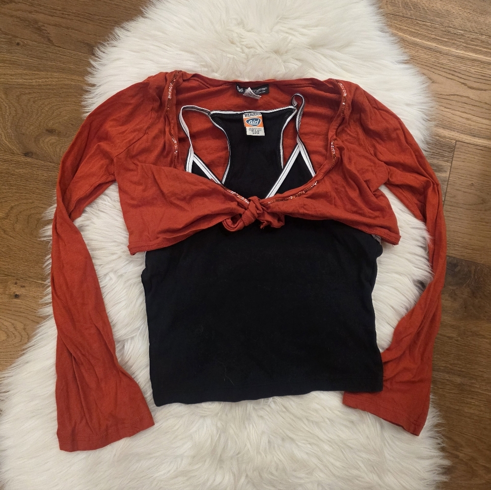 Vintage Women’s Red Tie-Front Shrug Layering Top